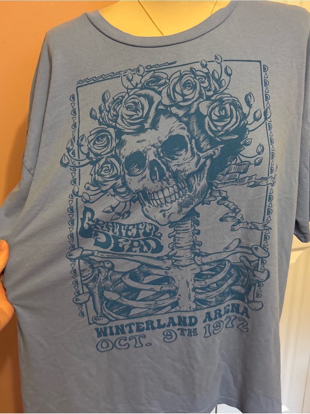 Light Blue Grateful Dead T-Shirt with Skeleton Print - Picture 2 of 5